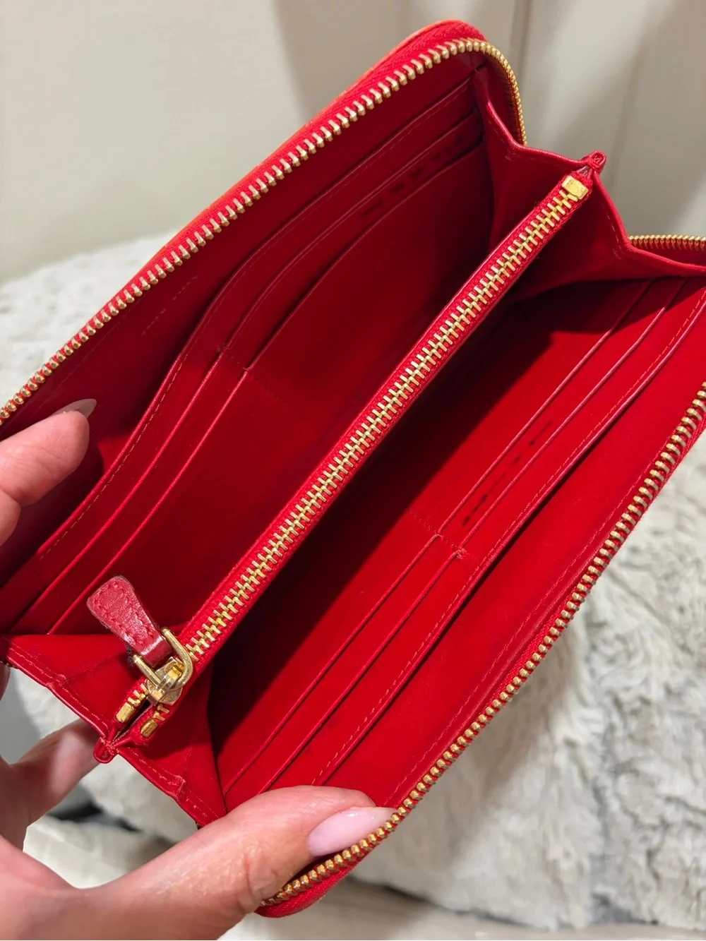 Miu Miu Red Croc-Embossed Zip Wallet with Gold Logo
